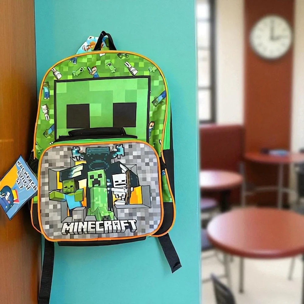 Bioworld Minecraft Creeper Backpack and Detachable Lunch Bag Set 2pc